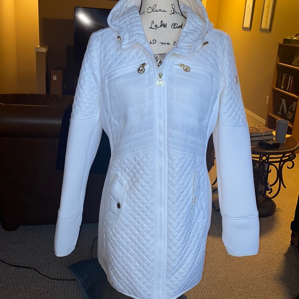 Michael Kors white long jacket.